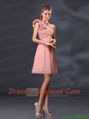 Hand Made Flowers and Ruching A Line Prom Dresses for 2015