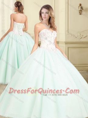 Classical Apple Green Big Puffy Quinceanera Dress with Beading and Appliques