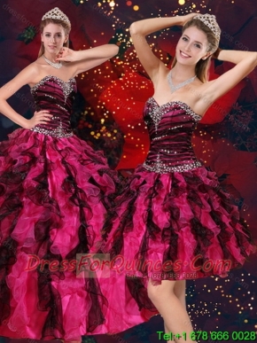 New Styles Multi Color Sweetheart Quince Dresses with Beading and Ruffles