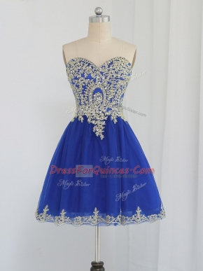 Customized Royal Blue Prom Gown Prom and Party and Sweet 16 with Beading Sweetheart Sleeveless Zipper