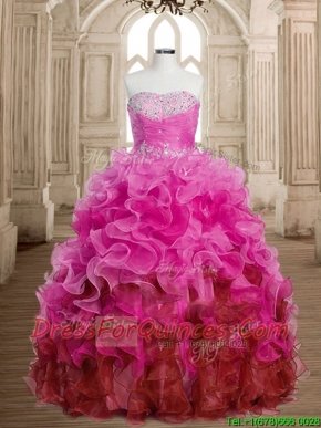 Best Selling Rainbow Quinceanera Dress with Beading and Ruffles
