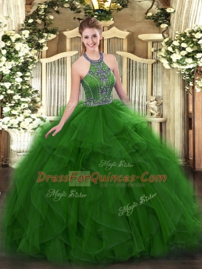 Sleeveless Beading and Ruffles Lace Up Quinceanera Gown