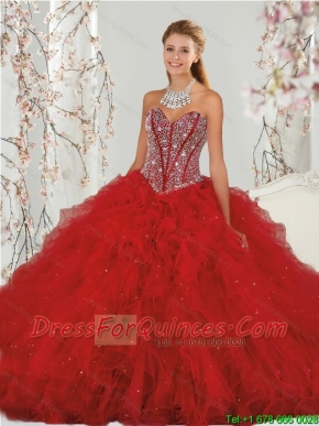 Detachable Beading and Ruffles Red Dresses for Quinceanera