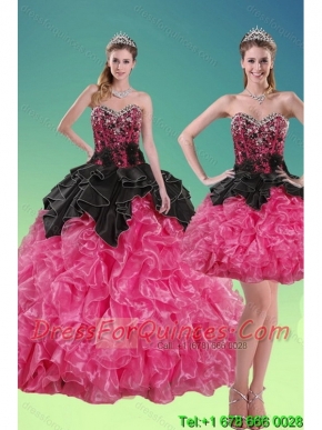 2015 New Style Beading and Ruffles Quince Dresses in Multi Color