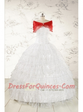 White Ball Gown Formal Quinceanera Dresses with Sequins and Ruffles