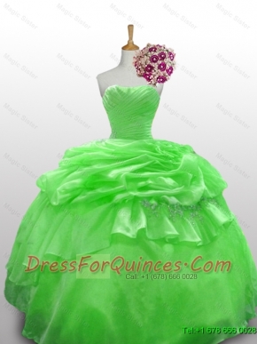 Perfect Strapless Beading Quinceanera Gowns in Spring Green