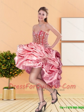 2015 New Style Sweetheart Prom Dresses with Beading and Pick Ups