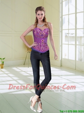 Purple Sweetheart 2015 Corset with Beading and Appliques