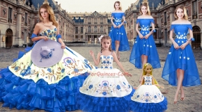 Cute Sweetheart Sleeveless Lace Up 15th Birthday Dress Royal Blue Organza