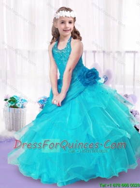 Adorable Halter Top Little Girl Pageant Dresses with Ball Gown