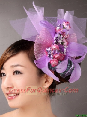 Lavender Hand Made Flowers Headpieces Feathers On Sale