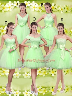 Ideal Knee Length A-line Sleeveless Dama Dress for Quinceanera Lace Up