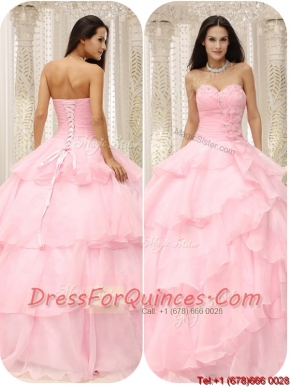 Pretty 2016 Sweetheart Ruffles Quinceanera Dresses in Baby Pink