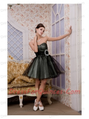 Prom / Homecoming Dress Black A-line / Pricess Sweetheart Mini-length Tulle Hand Made Flower