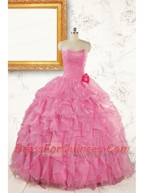 2015 Pretty Sweetheart Beading Baby Pink Quinceanera Dresses
