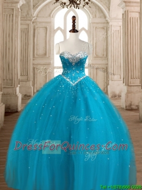 Best Selling Ball Gown Teal Sweet 16 Dress with Beading