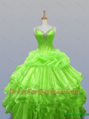 2015 Romantic Straps Quinceanera Dresses with Ruffled Layers