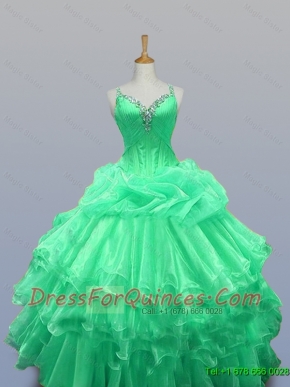 Perfect Straps Custom Made Quinceanera Dresses with Beading and Ruffled Layers for 2015
