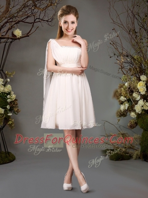 Mini Length Champagne Dama Dress One Shoulder Sleeveless Zipper