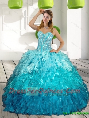 2015 Sweetheart Multi Color Quinceanera Gown with Ruffles and Beading