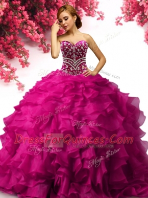 Sleeveless Beading and Ruffles Lace Up 15 Quinceanera Dress
