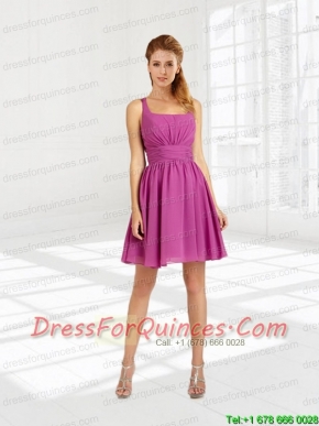 A Line Ruching Mini Length Chiffon Junior Dresses with Square