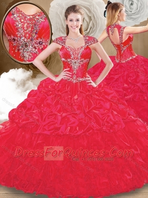 Perfect Sweetheart Red Quinceanera Dresses with Beading and Pick Ups