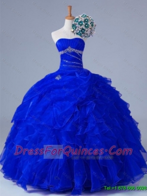 2015 Artistic Strapless Beaded and Ruffles Quinceanera Gowns in Organza