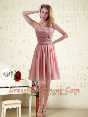 2015 One Shoulder Ruching Empire Chiffon  Luxurious Dama Dresses