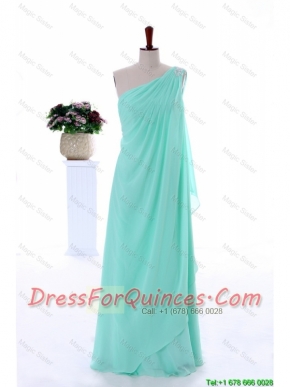 Cheap Custom Made Empire Beaded Prom Dresses in Apple Green