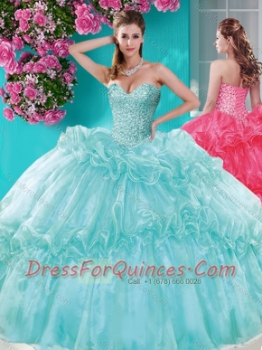 Exquisite Beaded and Pick Ups Quinceanera Gown with Really Puffy