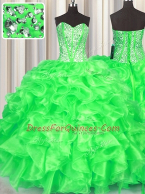 Sleeveless Beading and Ruffles Lace Up Sweet 16 Dresses