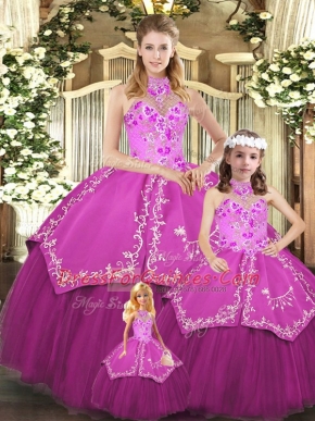 High End Sleeveless Embroidery Lace Up 15 Quinceanera Dress