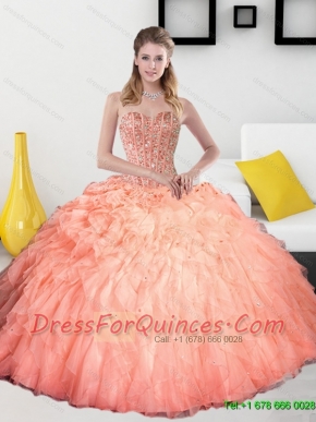 2015 New Styles Beading and Ruffles Sweetheart Quinceanera Dresses