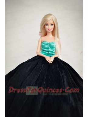 Elehant Black Sweetheart Lace Fashion Wedding Dress for Noble Barbie