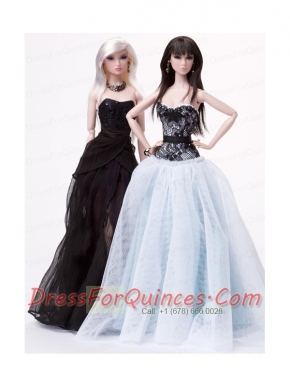 Pretty Handmade Tulle White Appliques Barbie Doll Dress