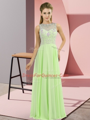 Sleeveless Floor Length Beading Zipper Prom Dress with