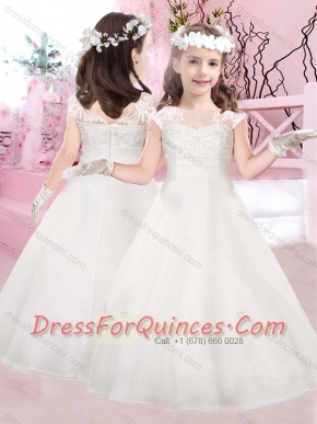 New Style A Line Bateau Adorable Little Girl Pageant Dress with Appliques and Beading