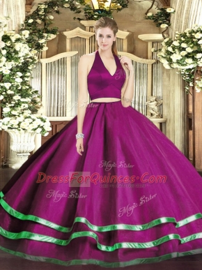 Super Fuchsia Zipper Sweet 16 Dress Ruffled Layers Sleeveless Floor Length