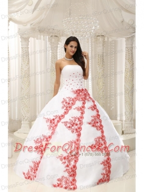 Quinceanera Dress Beautiful Embroidery White Ball Gown For Formal Evening Taffeta and Organza