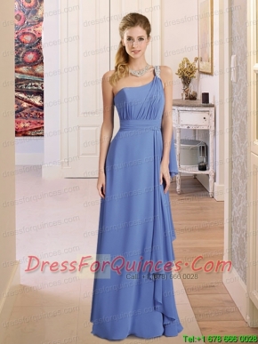Popular Beading Ruching Prom Dresses with One Shoulder