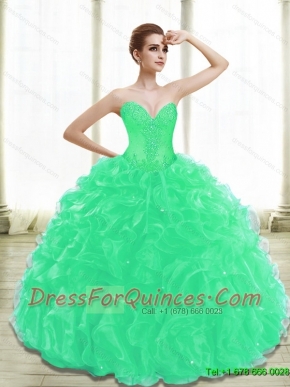 Classical Appliques Sweet 15 Dresses in Turquoise for 2015
