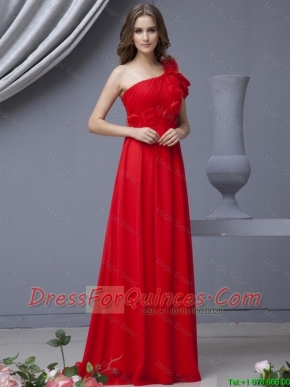 Beautiful Empire One Shoulder Brush Train Prom Dresses for 2016