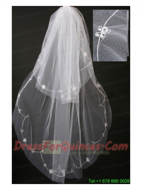 Pearl Trim Edge Gorgeous Tulle Bridal Veil
