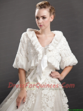Luxurious Fold-over Collar Half Sleeves Jacket