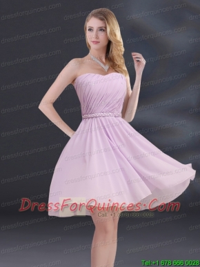 A Line Sweetheart Prom Dress with Ruhing and Belt