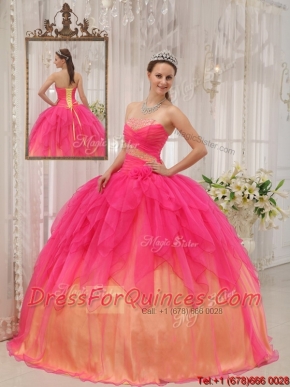 Classical Hot Pink Strapless Quinceanera Gowns with Beading