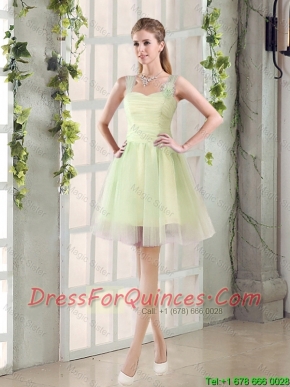 2016 Fall Lovely A Line Straps Ruching Junior Dresses with Bowknot