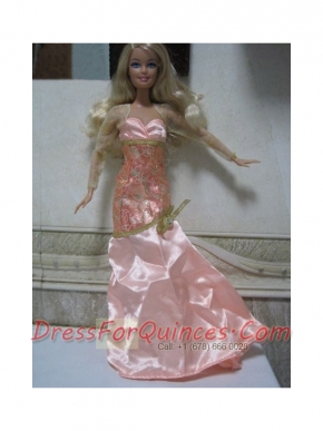 Elegant Champagne Beading Decorate Mermaid Wedding Clothes Barbie Doll Dress