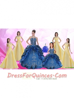 Ruffles and Beading Sweetheart Quinceanera Dress and Beading Long Dama Dresses and Halter Top Embroidery Little Girl Dress